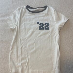 White T-Shirt with Black Trim and '22 Print